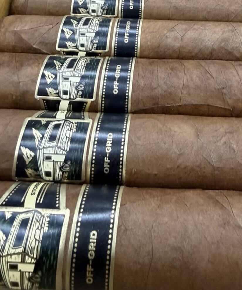 Wildfire Off-Grid cigars with trailer artwork bands